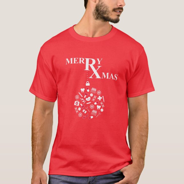 Merry Xmas Pharmacist Pharmacy Lab Ugly Christmas T-Shirt (Front)