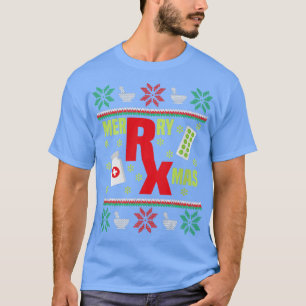 Merry Xmas Pharmacy Tech Pharmacist Ugly Christmas T-Shirt