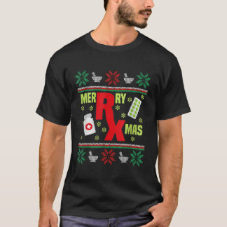 Merry Xmas Pharmacy Tech Pharmacist Ugly Christmas T-Shirt