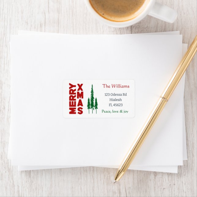 Merry Xmas | Pine Trees Address Label (Insitu)