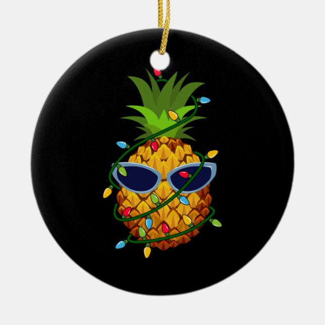 Merry Xmas Pineapple Christmas Tree Lights Ceramic Tree Decoration (Front)