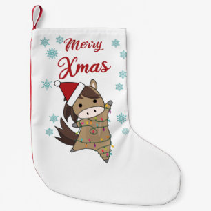 Merry Xmas Ponny Horse Snow Fairy Lights Animals A Small Christmas Stocking