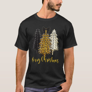 Merry Xmas Punk Rock Animal Leopard Christmas Tree T-Shirt