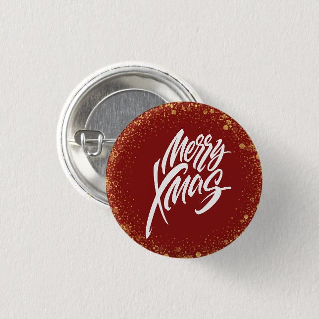 Merry xmas red  3 cm round badge (Front & Back)