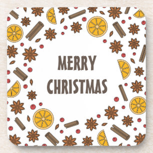 Merry Xmas red mulled wine spices Coaster