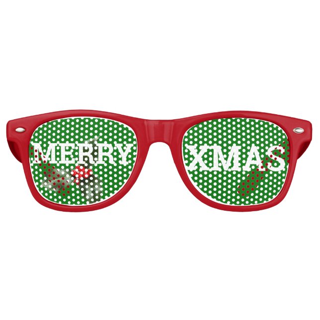 MERRY XMAS retro Shades / Fun Party Sunglasses (Front)