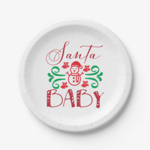 Merry Xmas Santa Baby Paper Plate
