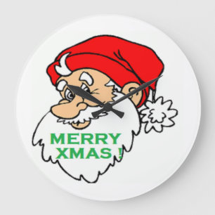 "MERRY XMAS" SANTA LARGE CLOCK