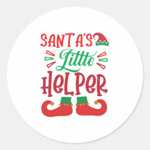 Merry Xmas Santa Little Helper Classic Round Sticker