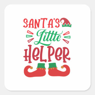 Merry Xmas Santa Little Helper Square Sticker