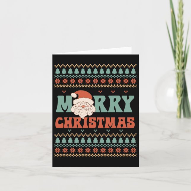 Merry Xmas Santa Ugly Christmas  Card (Front)