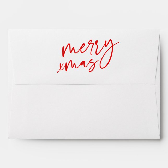 Merry Xmas Script Holiday Envelope (Back (Top Flap))