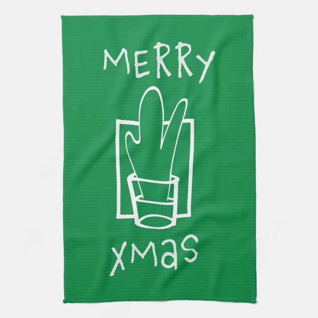 Merry Xmas Tea Towel (Vertical)