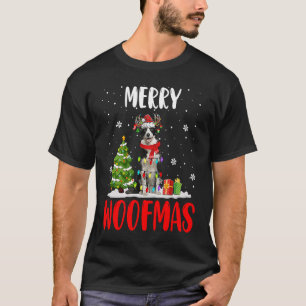 Merry Xmas Woofmas Xmas Lights Santa Reindeer Bord T-Shirt