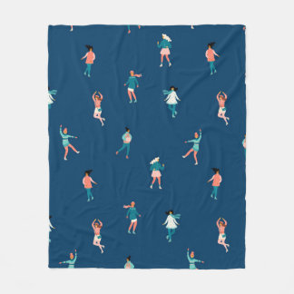 Merry Xmass Winter Theme Navy Cute Ice Fleece Blanket