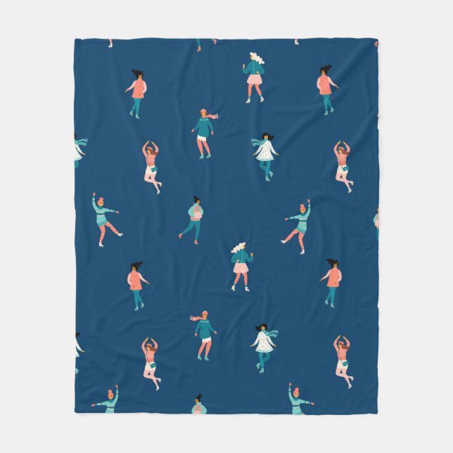 Merry Xmass Winter Theme Navy Cute Ice Fleece Blanket (Front)