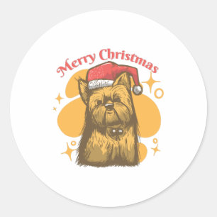 Merry Yorkie Christmas Classic Round Sticker