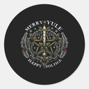 Merry Yule & Happy Solstice Classic Round Sticker