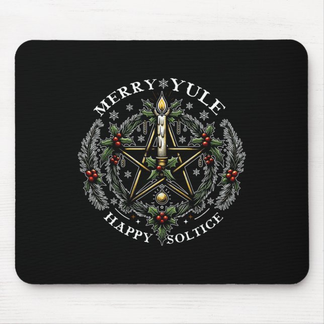 Merry Yule &amp; Happy Solstice  Mouse Mat (Front)