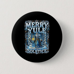 Merry Yule And Happy Solstice Mystic Winter Quote 6 Cm Round Badge