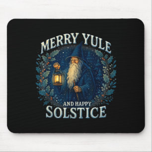 Merry Yule And Happy Solstice Mystic Winter Quote  Mouse Mat