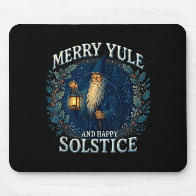 Merry Yule And Happy Solstice Mystic Winter Quote  Mouse Mat (Front)