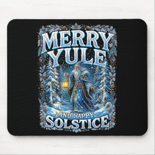 Merry Yule And Happy Solstice Mystic Winter Quote Mouse Mat