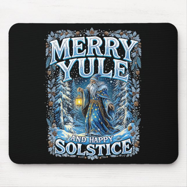 Merry Yule And Happy Solstice Mystic Winter Quote  Mouse Mat (Front)