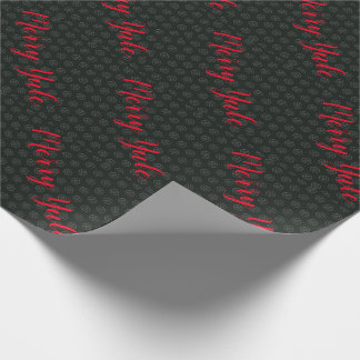 Merry Yule Black Wrapping Paper