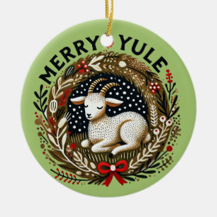 Merry Yule Goat Ceramic Tree Decoration