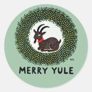 Merry Yule Goat                                    Classic Round Sticker