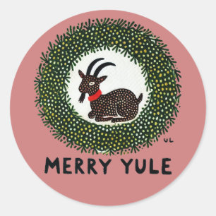 Merry Yule Goat Classic Round Sticker