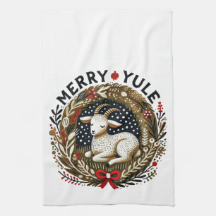 Merry Yule Goat Tea Towel