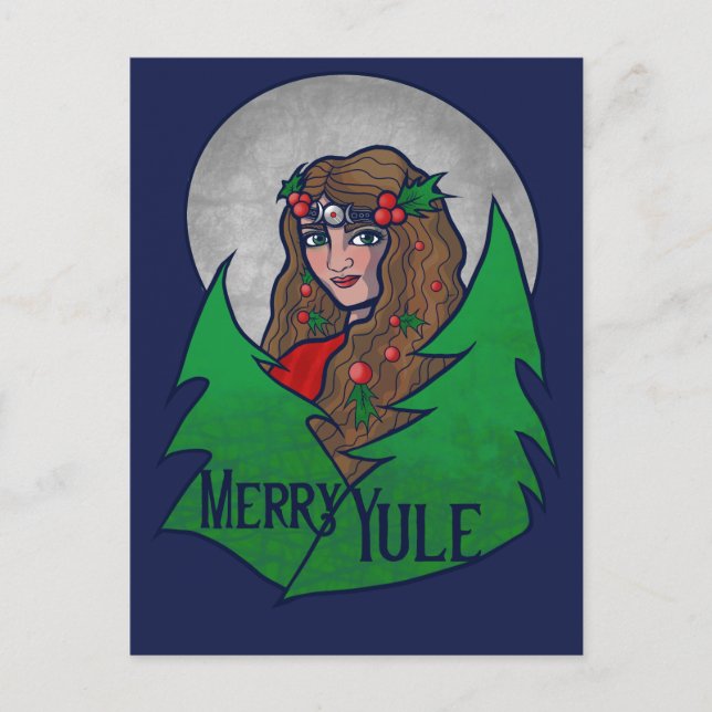 Merry Yule Goddess Art  Postcard (Front)