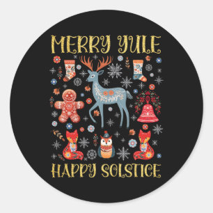 Merry Yule Happy Solstice Cottagecore Scandinavian Classic Round Sticker