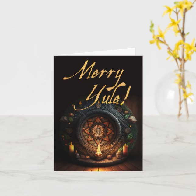 Merry Yule Holiday Card (Yellow Flower)