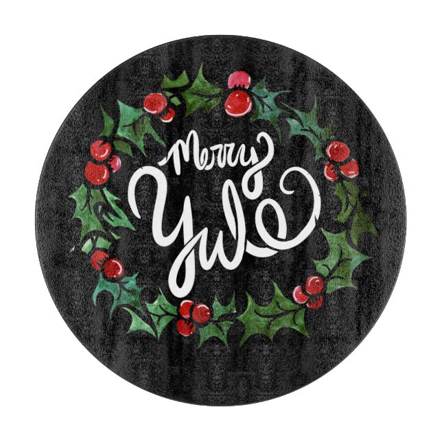 Merry Yule Pagan Holidays Wiccan Blessed Yule Cutting Board (Front)