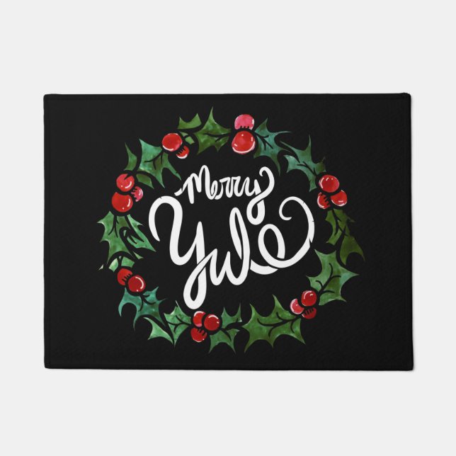 Merry Yule Pagan Holidays Wiccan Blessed Yule Doormat (Front)