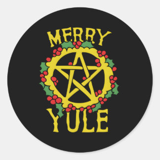 Merry Yule Pagan Yule Blessings Classic Round Sticker