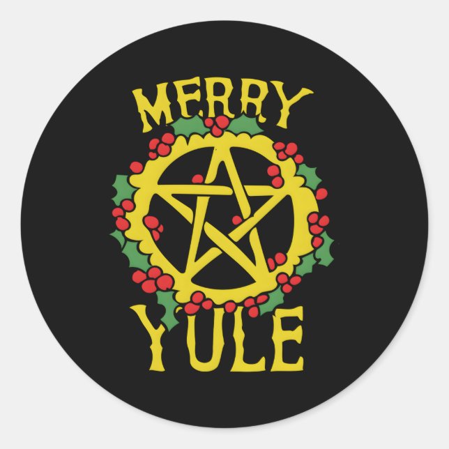 Merry Yule Pagan Yule Blessings Classic Round Sticker (Front)