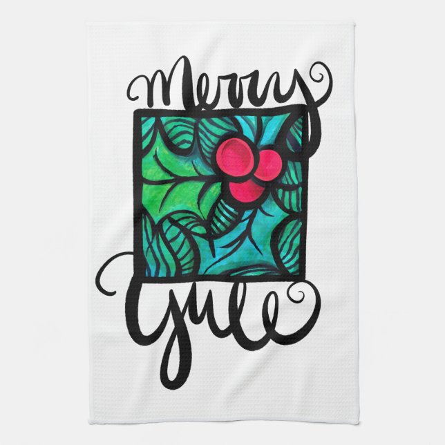 Merry Yule                                         Tea Towel (Vertical)