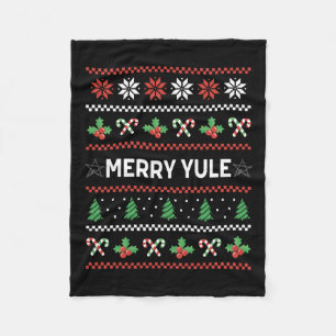 Merry Yule Ugly Christmas Winter Holiday Wiccan Yu Fleece Blanket