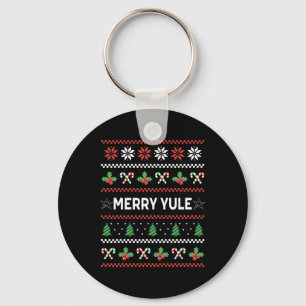 Merry Yule Ugly Christmas Winter Holiday Wiccan Yu Key Ring