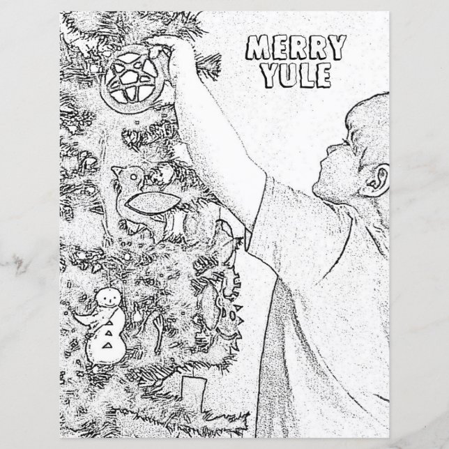 Merry Yule Wicca Colouring Page Paper (Front)