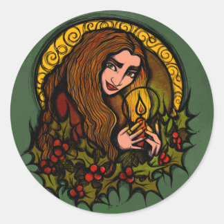 Merry Yule Witch Classic Round Sticker