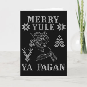 Merry Yule Ya Pagan Odin On Sleipnir Viking Christ Card
