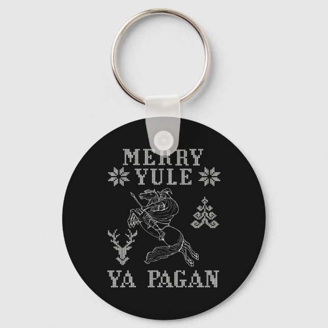 Merry Yule Ya Pagan Odin On Sleipnir Viking Christ Key Ring (Front)