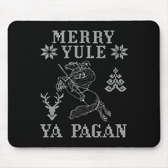 Merry Yule Ya Pagan Odin On Sleipnir Viking Christ Mouse Mat (Front)
