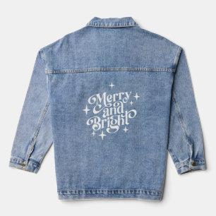 MerryAnd Bright  White Retro Typography  Denim Jacket