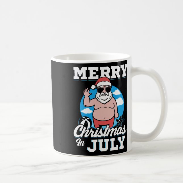 Merrychristmas In July Funny Santa  Coffee Mug (Right)